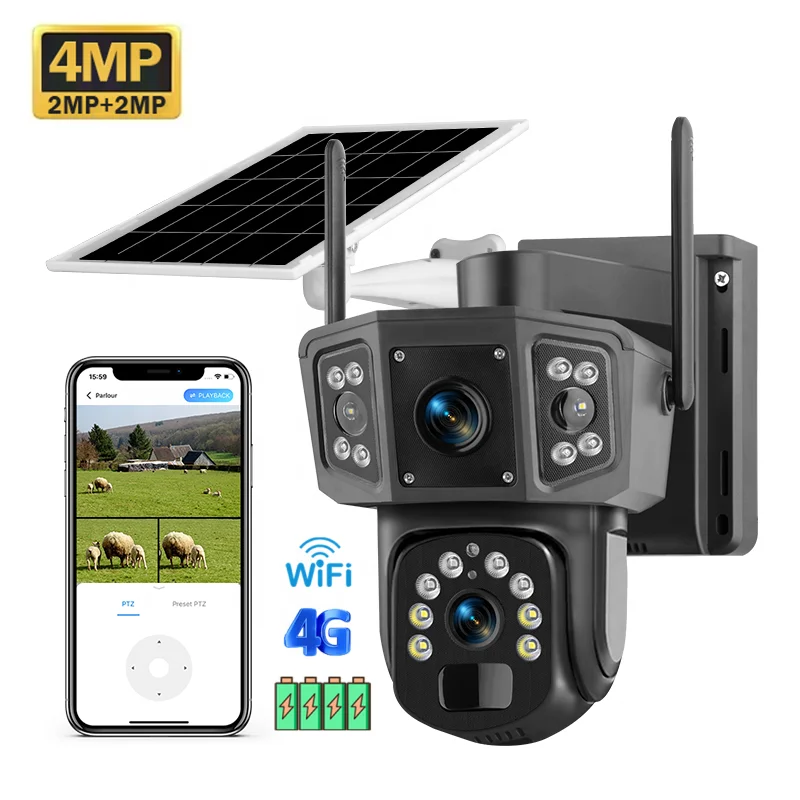 Camera Solar Wireless - Câmera de Segurança Solar PTZ Sem