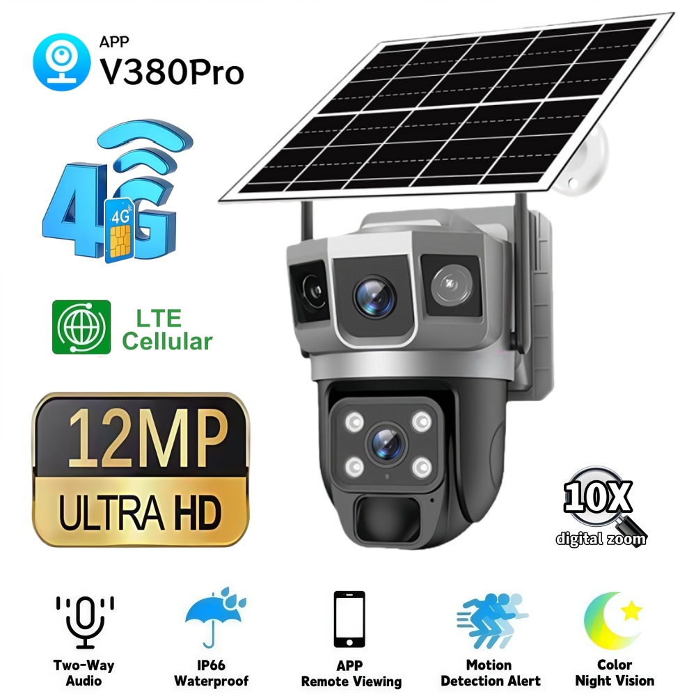 Home Security Video Cameras - Câmera de Vigilância Solar Externa 4G
