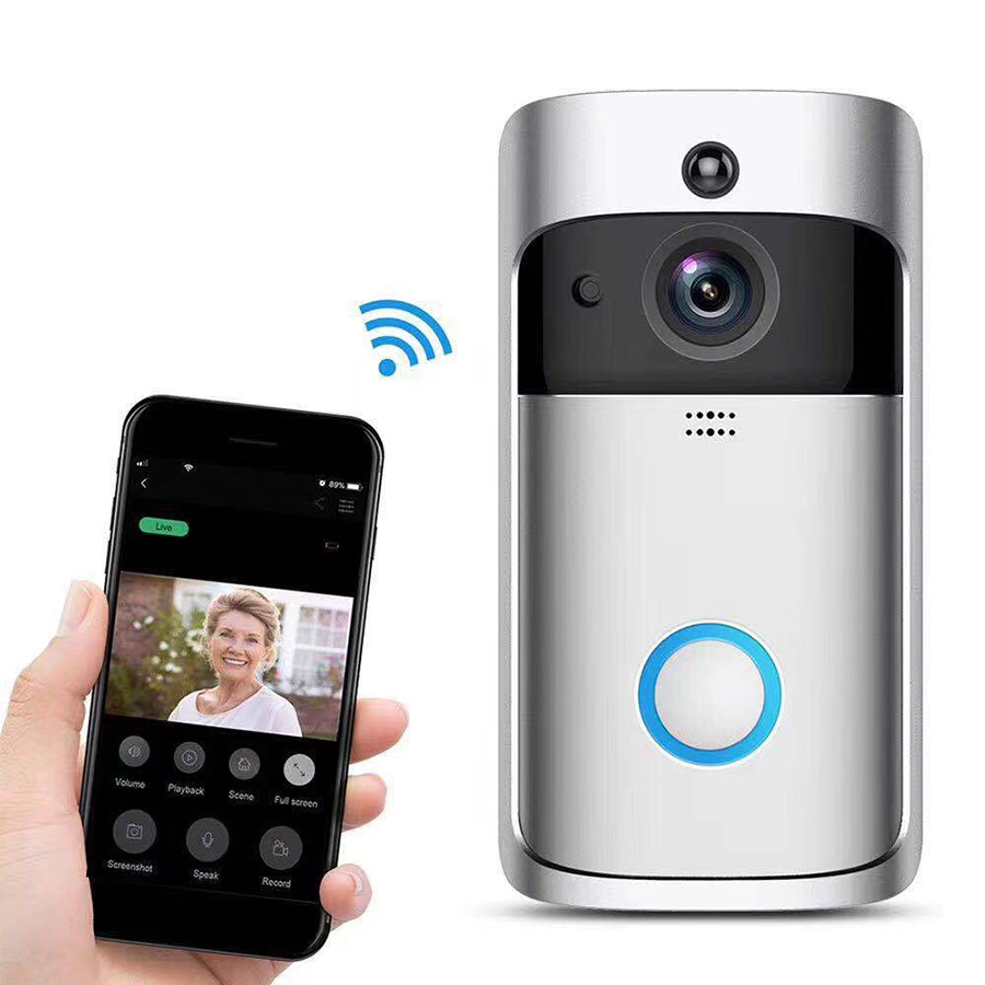 Home Security Ring Camera - Campainha de Vídeo Inteligente Wi-Fi Sem