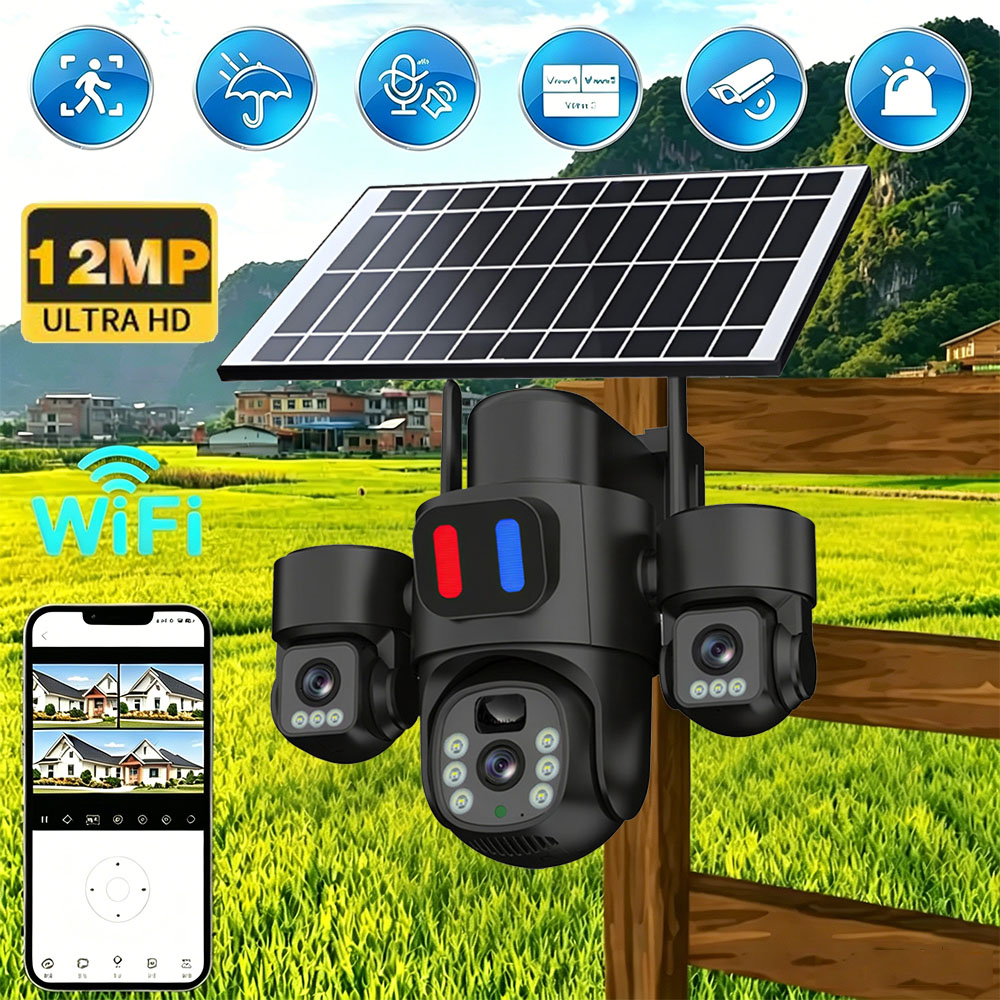 Home Security Video Cameras - Câmera PTZ Solar WiFi Externa com