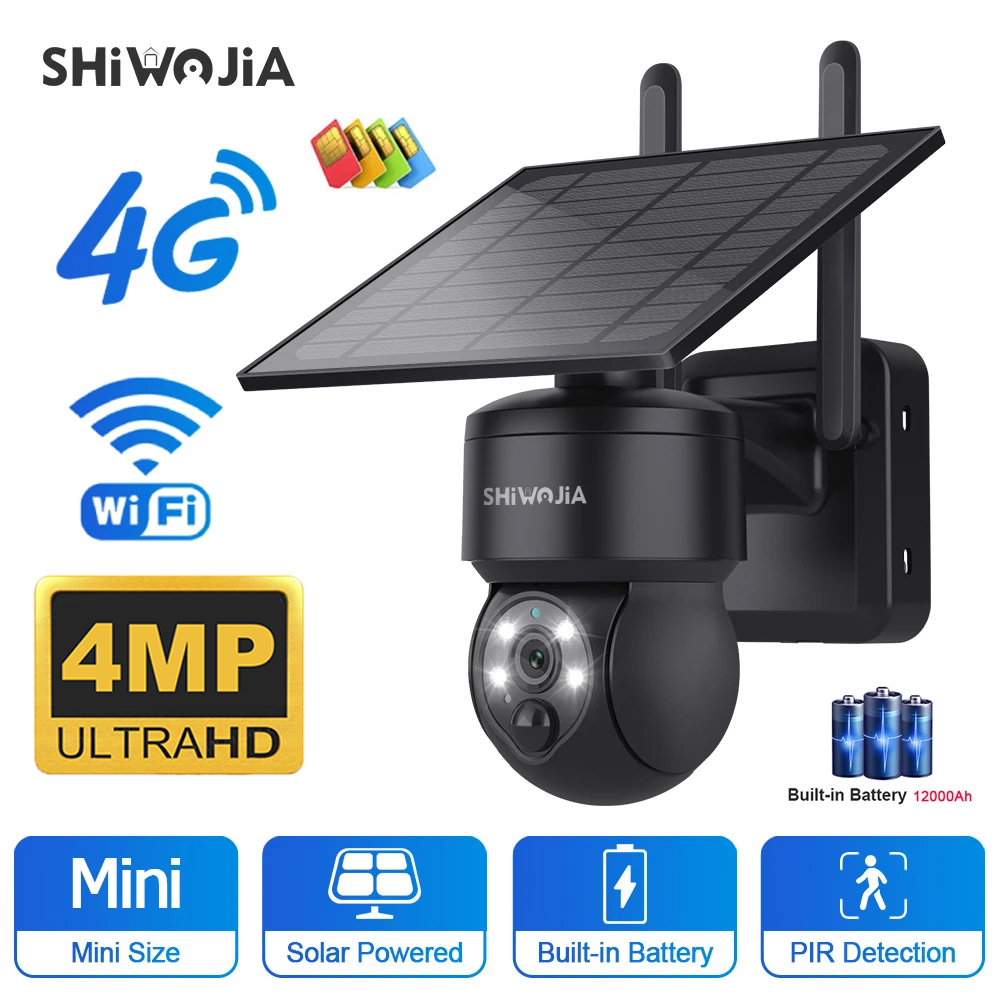 SHIWOJIA-Câmera Solar PTZ sem  - Camera Solar Wireless avaliação e preço