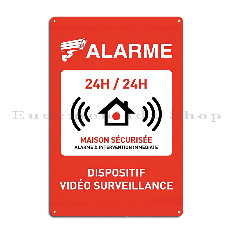 Placa de Metal Retrô com Siste - Home Security With Alarm avaliação e preço