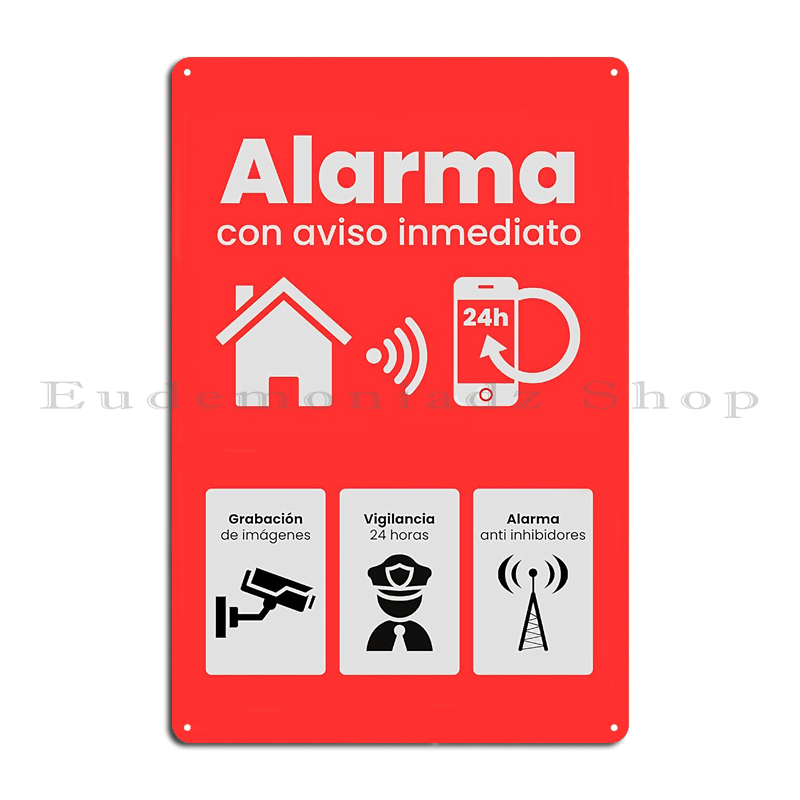 Placa de Metal Retrô com Siste - Home Security With Alarm avaliação e preço
