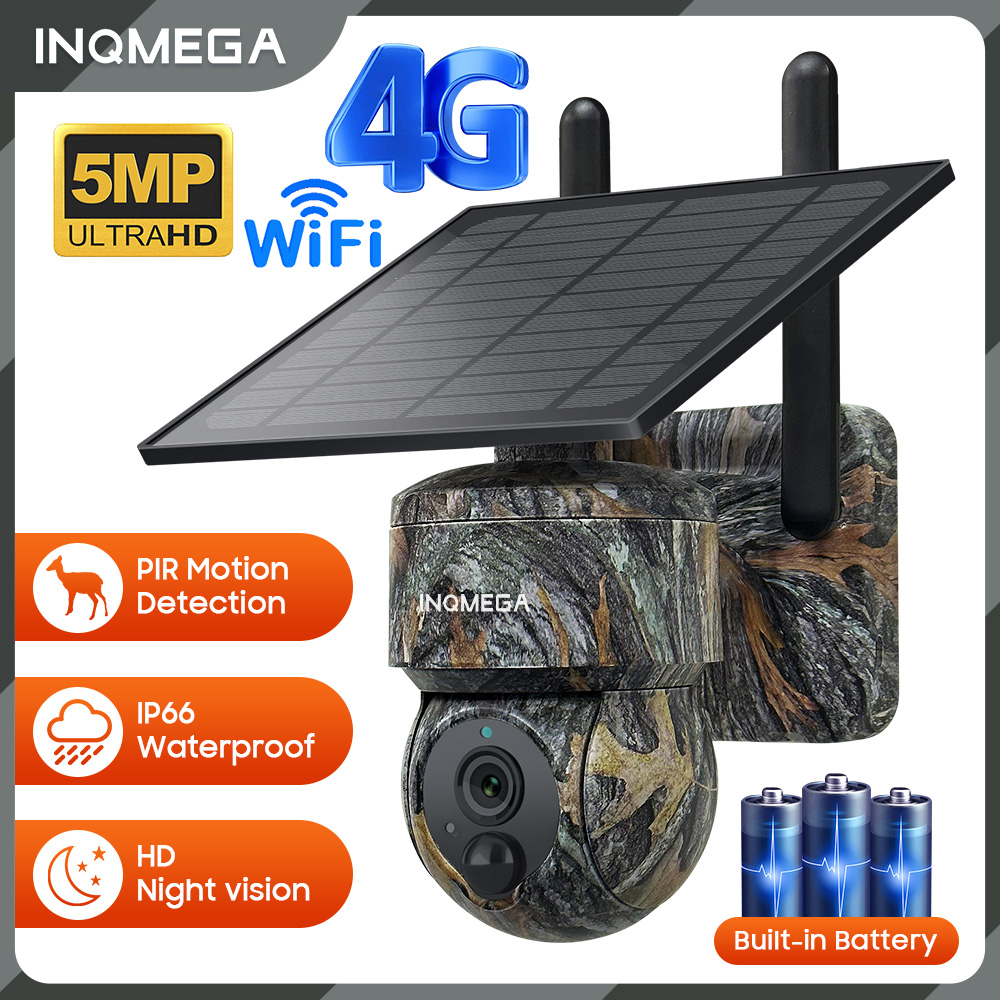 Inqmega 5mp 4g/wifi câmera de  - Camera Solar Wireless avaliação e preço