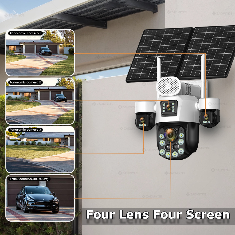 Câmera Externa 360 com 4 Lente - Home Security Video Cameras avaliação e preço