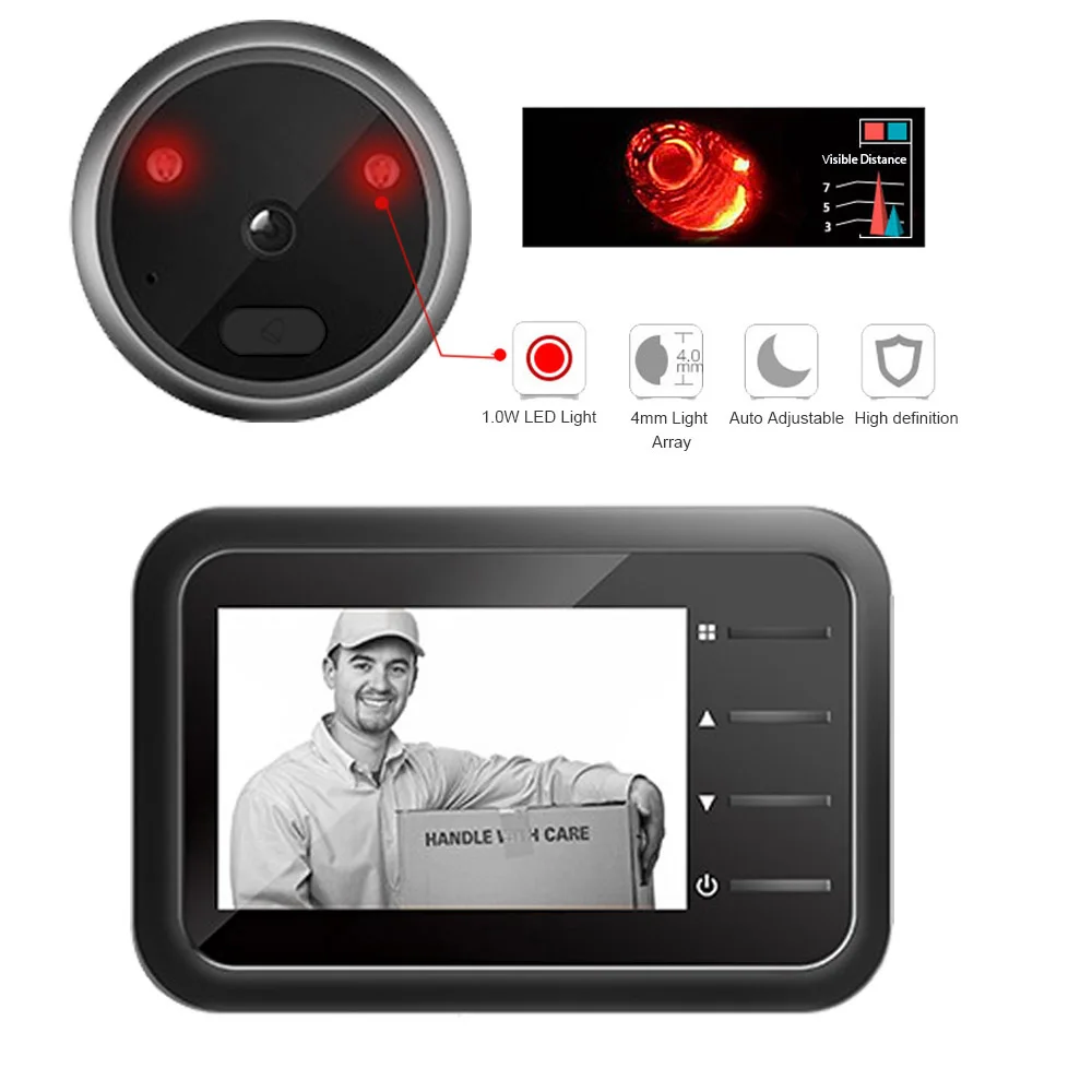 2.4 polegada vídeo olho mágico - Home Security Ring Camera avaliação e preço