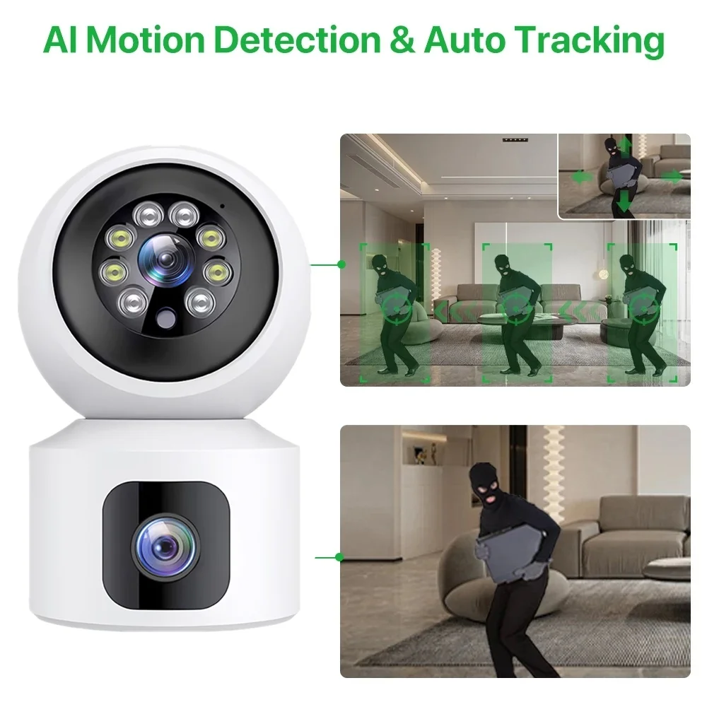 Câmera PTZ Dual Lens 6MP HD Wi - Home Security Robot avaliação e preço